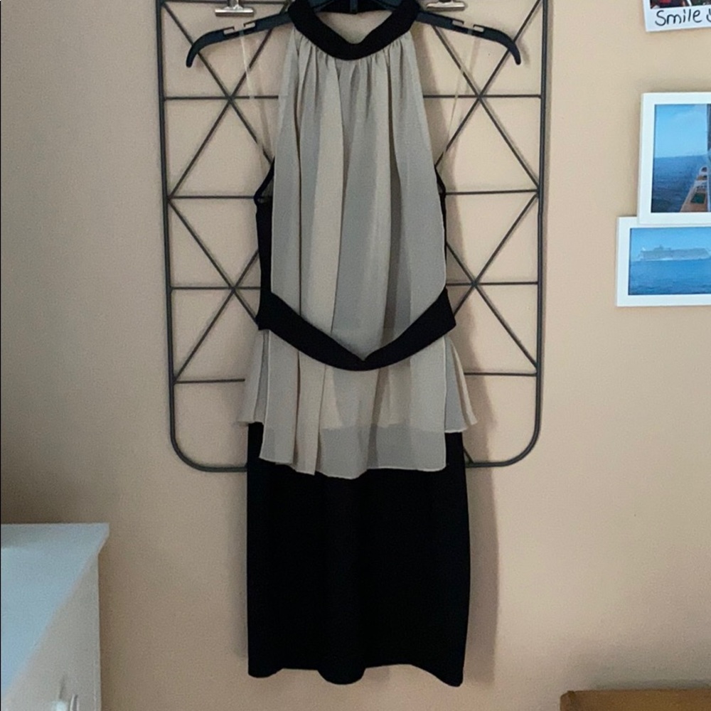 High neck peplum dress